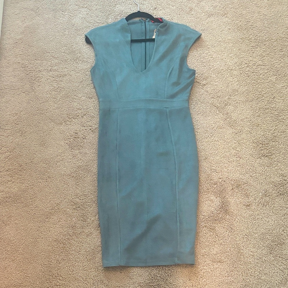 AKIRA Teal Suede Midi Dress